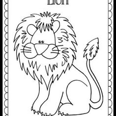 the lion coloring page is shown in black and white