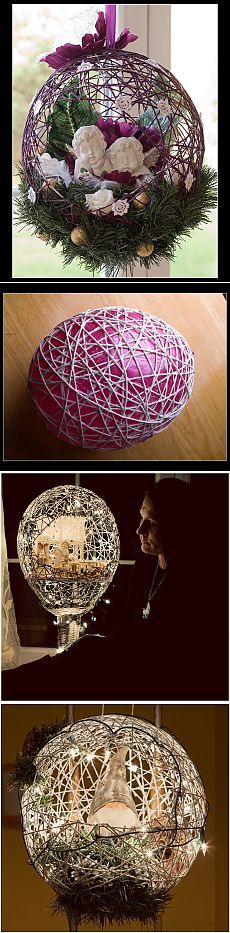 four different pictures of some kind of basket with flowers in it and one is made out of wire