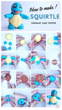 how to make a squirtle fondant cake topper with pictures and instructions