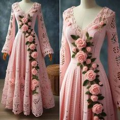 Crochet Rose Dress, Crochet Wedding Dresses, Embroidered Crochet, Cardigan For Women, Stylish Short Dresses, Crochet Wedding, Beaded Cardigan, Womens Clothing Patterns