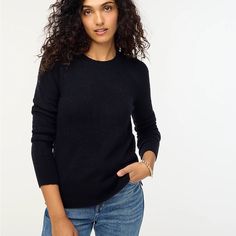 Brand New, With Tags, Crewneck Sweater From J Crew. Color: Black Size: Small Style: Bu223 55% Acrylic/35% Polyamide/7% Wool/3% Elastane Bust: 16.5” Across (Fabric Has A Lot Of Stretch) Length: 22.5” Shoulder To Hem J Crew Style, Black Crewneck, Long Sleeve Knit Sweaters, Fair Isle Sweater, Jcrew Women, Knitting Women Sweater, Beige Sweater, Softest Sweater, Wool Blend Sweater