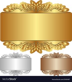 four gold and silver ribbons with place for text