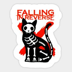 a skeleton cat with the words falling in reverse