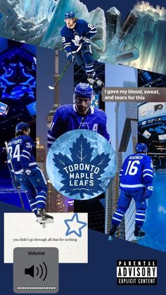 the toronto maple leafs hockey team is featured in this collage with their name and number