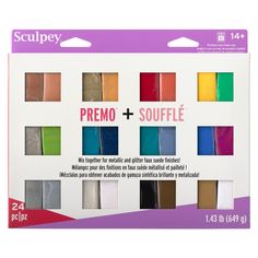 the packaging for sculpey's premo and soufflee