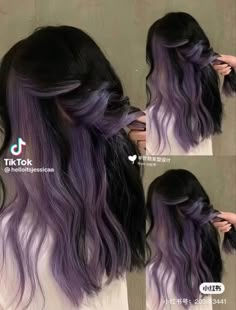 Berry Brown Hair Color Purple, Brunette Hair Dye Ideas Colour, Hidden Colour Hair, Brown Hair With Purple Underneath, Underhair Dye, Ash Purple Hair, Peak A Boo Hair, Under Hair Dye