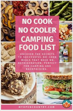 no cook camping food list with the title overlaying it