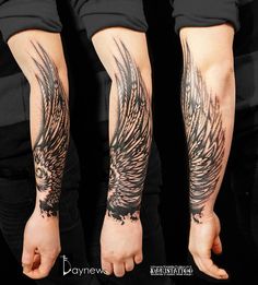 two men with tattoos on their arms and hands, one has an eagle tattoo on it