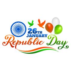 the republic day logo with balloons and flags