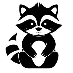 a black and white raccoon sitting down with its paw in the shape of a heart