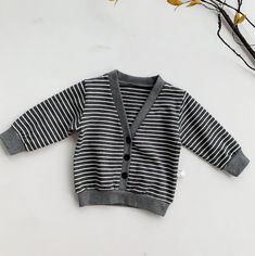 Super cute! Striped Coat, Leather Messenger Bag Men, Knitted Jacket, Blue Black Color, Jacket Cardigan, Little Outfits, Baby Slippers, Baby Winter, Striped Cardigan