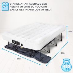 an image of a bed with measurements for the top and bottom mattresses on it