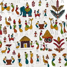 Warli Print, Traditional Entry, Folk Pattern, Pen Art Work, Figure Design, Krishna Songs