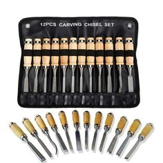 12 pc carving chisel set with case