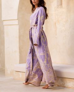 Discover the mindful elegance with our Lakshmi Maxi Kaftan, designed to harmonize with the serene lifestyle of a yogi. This exquisite piece, in a soothing lavender hue, reflects tranquility and grace in every fold and drape. Crafted from high-quality double-gauzed viscose, the Lakshmi Maxi Kaftan offers an exceptionally soft touch and luxurious comfort. The fabric’s airy lightness and gentle texture make it perfect for both quiet meditation sessions and graceful social gatherings. True to the pr Maxi Kaftan, Short Kimono, Everyday Moments, The Calm, Social Gathering, The Quiet, How To Feel Beautiful, Classic Looks, Timeless Design