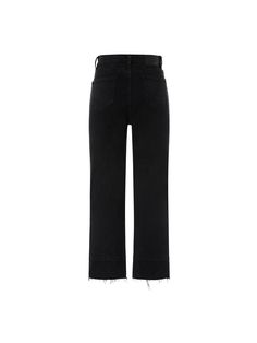 MO&Co. Women's Straight Frayed Cotton Jeans Features : - High waist- Slip pocket design- White edge of trousersCode : MBB3JENT20Length of size M is 89cmBlack : Model is 176cm tall and wearing a size M MATERIALS & CARE : Material : 99.1% Cotton 0.9% SpandexMachine wash under 30℃ Do not bleach, hang to dry Do not tumble dry, iron at low temperature Do not dry clean, do not expose to the sun The reverse side is washed in a mesh bag, do not soak Tips : 1. The leather tag part should not be ironed or Mid-rise Black Pants With Frayed Hem, Black High-rise Cropped Jeans With Frayed Hem, High Rise Black Cropped Jeans With Frayed Hem, Black High Rise Cropped Jeans With Frayed Hem, Black Jeans With Welt Pockets For Work, Black High Waist Relaxed Fit Cropped Jeans, Straight Leg Pants With Frayed Hem, High Rise Black Cropped Cotton Jeans, Casual Black Cropped Jeans With Frayed Hem