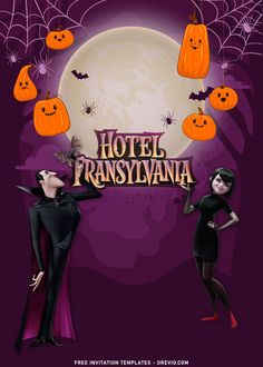 a couple of people in halloween costumes standing next to a sign that says hotel transaviana