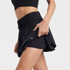 Women's High-Rise Flowy Skort - JoyLab™ Black M Gym Skort With Go-dry 4-way Stretch, Go-dry 4-way Stretch Gym Skort, Nylon Athleisure Skort For Gym, Versatile 4-way Stretch Athletic Shorts For Training, Versatile Athletic Shorts With 4-way Stretch For Training, Moisture-wicking 4-way Stretch Skort For Gym, Versatile Sports Skort, Workout Nylon Skort With Moisture-wicking, Moisture-wicking Nylon Skort For Workout