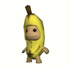 a cartoon character dressed as a banana with a funny look on it's face