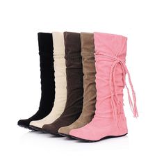 Knee High Boots Winter, Knee High Boots Flat, Tassel Shoes, Fashionable Snow Boots, Pink Boots, Slouched Boots, Casual Heels