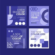 the new brand of the year brochure is shown in purple and blue colors