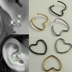 Helix Rings, Ear Cuff Diy, Helix Ring, Helix Jewelry, Cartilage Jewelry, Tragus Piercing, New Heart