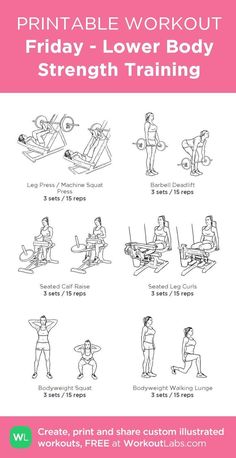 the printable workout poster for friday - lower body strength training