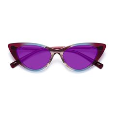 Unisex transparent gradient purple cat-eye full-rim sunglasses frames with spring hinges are available in variety of colors to match any outfit. These affordable qualified retro-vintage geek-chic tinted sunglasses include free single-vision prescription purple tinted lenses with AR and 100% UV protection, a case and a cleaning cloth. Bifocal and progressive lenses are supported. These slim acetate cat-eye frames are the perfect accessory to show your fun side while complementing your favorite ou Progressive Lenses, Purple Cat, Eye Frames, Tinted Sunglasses, Cat Eye Frames, Geek Chic, Cleaning Cloth, Hinges, Cat Eye