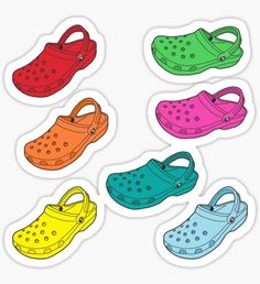 stickers with different types of shoes on them, all in different colors and sizes