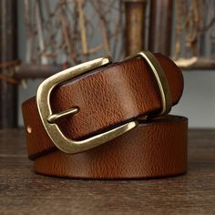 High-Quality Leather Belt for Men Elevate your style with our 3.8cm genuine leather belt for men. Crafted from premium cowhide, this belt exudes sophistication and durability. The high-quality copper buckle adds a touch of elegance, making it the perfect accessory for both casual and formal occasions. Whether you're dressing up for a night out or adding the finishing touch to your jeans, this cowboy waistband is a must-have in your wardrobe. Embrace fashion and functionality with this designer b Belts Cowboy, Retro Luxury, Men Coffee, Buckle Jeans, Belt Men, Jeans Belt, Khaki Pants Men, Belt For Men, Jean Belts