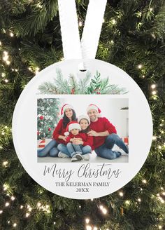 Merry Christmas Create Your Own Family Photo Ornament Simple Elegant Family Photo Wedding, Pet Picture, Holiday Ornament, Photo Wedding, Shades Of Red