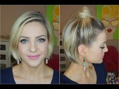 Short Hair Top Knot, How To Style Short Hair, Style Short Hair, Short Hair Up, Short Ombre Hair, Short Hair Bun, Hair Knot, Very Short Hair, Updo Hairstyles