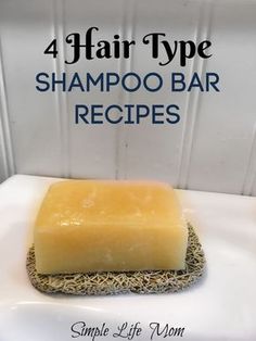 4 Hair Type Shampoo Bar Recipes - dry, oily, irritated scalp, all hair types - cold process shampoo recipe, shampoo bar, cp soap Types Of Shampoo, 4 Hair Type, Natural Shampoo Recipes, Diy Dry Shampoo