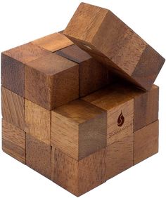 a wooden cube with one piece missing from it