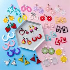 Kawaii Colorful Fruit & Nature Earrings (Buy one & Get one for FREE) - Kuru Store Trendy White Plastic Earrings, Trendy Birthday Jewelry, Trendy Plastic Jewelry For Birthdays, Trendy White Earrings, Colorful Fun Jewelry Gift, Cute Multicolor Dangle Jewelry, Trendy Birthday Earrings For Pierced Ears, White Kawaii Earrings For Party, Colorful Fun Dangle Earrings