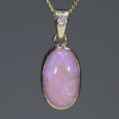 Boulder Opal And Diamond Gold Pendant Code -Pl34 Pink Certificate, Boulder Opal Jewelry, Gold And Diamond Pendant, Diamond Pendants Designs, Synthetic Opal, Diamond Gold