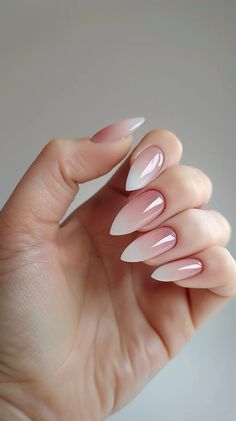 Top 40 Frombre French Manicure Ombre Nail Designs Trending Right Now Ombre Nail Almond, Fun Ombre Nails, Ombre Biab Nails, Classy Nails Ombre, Almond Classy Nails, French Ombre Nails, Ombré French, Nail Almond