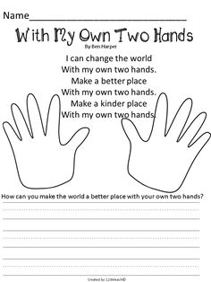 two hands worksheet with the words write my own two hands