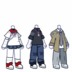 three paper dolls are standing in front of a white background and one is wearing a jacket