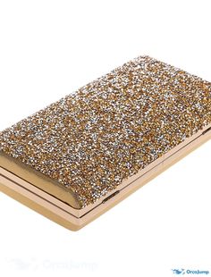 OrcaJump - Womens Rhinestone Glitter Evening Bag - Solid Colored Shine for Wedding, Party, and Event - Black, Silver, Gold Gold Sparkling Evening Bag For Party, Sparkling Gold Clutch For Party, Sparkling Gold Clutch For Events, Gold Glitter Rectangular Clutch, Gold Sparkling Evening Bag, Gold Sparkling Rectangular Evening Bag, Rectangular Gold Glitter Clutch, Sparkling Gold Rectangular Evening Bag, Gold Evening Bag With Bling For Party