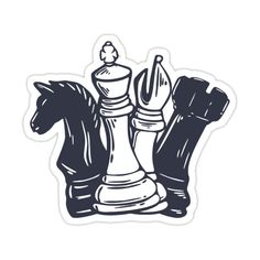 a black and white chess piece sticker