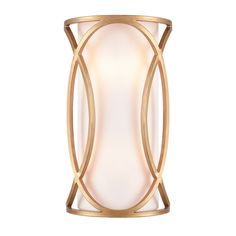 a light that is on top of a white wall mounted fixture with an oval glass shade