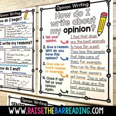 opinion writing worksheet with the words opinion and opinion written on it in two separate sections