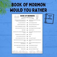 the book of mormon would you rather know? with an image of a palm tree