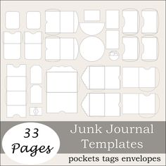 the junk journal templates are shown in three different sizes and colors, with text that reads