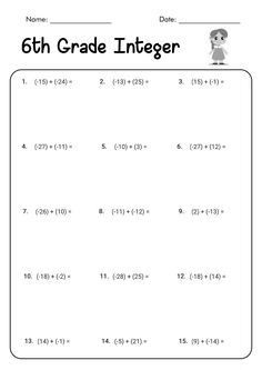 the 6th grade math worksheet for students to practice numbers and subtractions