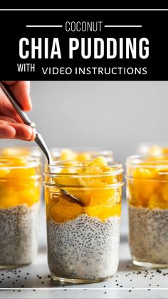 chia pudding with video instructions in mason jars