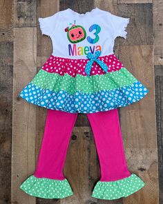 Cocomelon Birthday Outfit Cocomelon Birthday Girl, Cocomelon Theme Birthday Party, Cocomelon Theme, Bug Clothing, Cocomelon Birthday, Birthday Girl Dress, Birthday Girl Outfit, Theme Birthday Party, Rainbow Dress