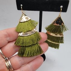 Brand New Green Tassel Earrings Boho Trendy Green Tassel Dangle Earrings, Trendy Green Dangle Tassel Earrings, Green Tassel Earrings, New Green, Earrings Boho, Earrings Color, Tassel Earrings, Green Gold, Boho Earrings