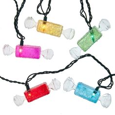 multicolored glass bottle string lights on black cord